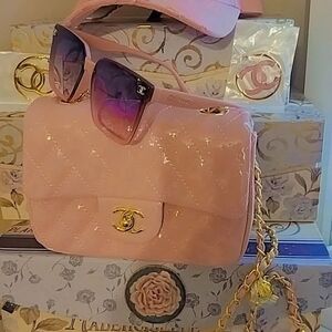 Chanel Light Pink Quilted Crossbody Set "Bundle Deal"
